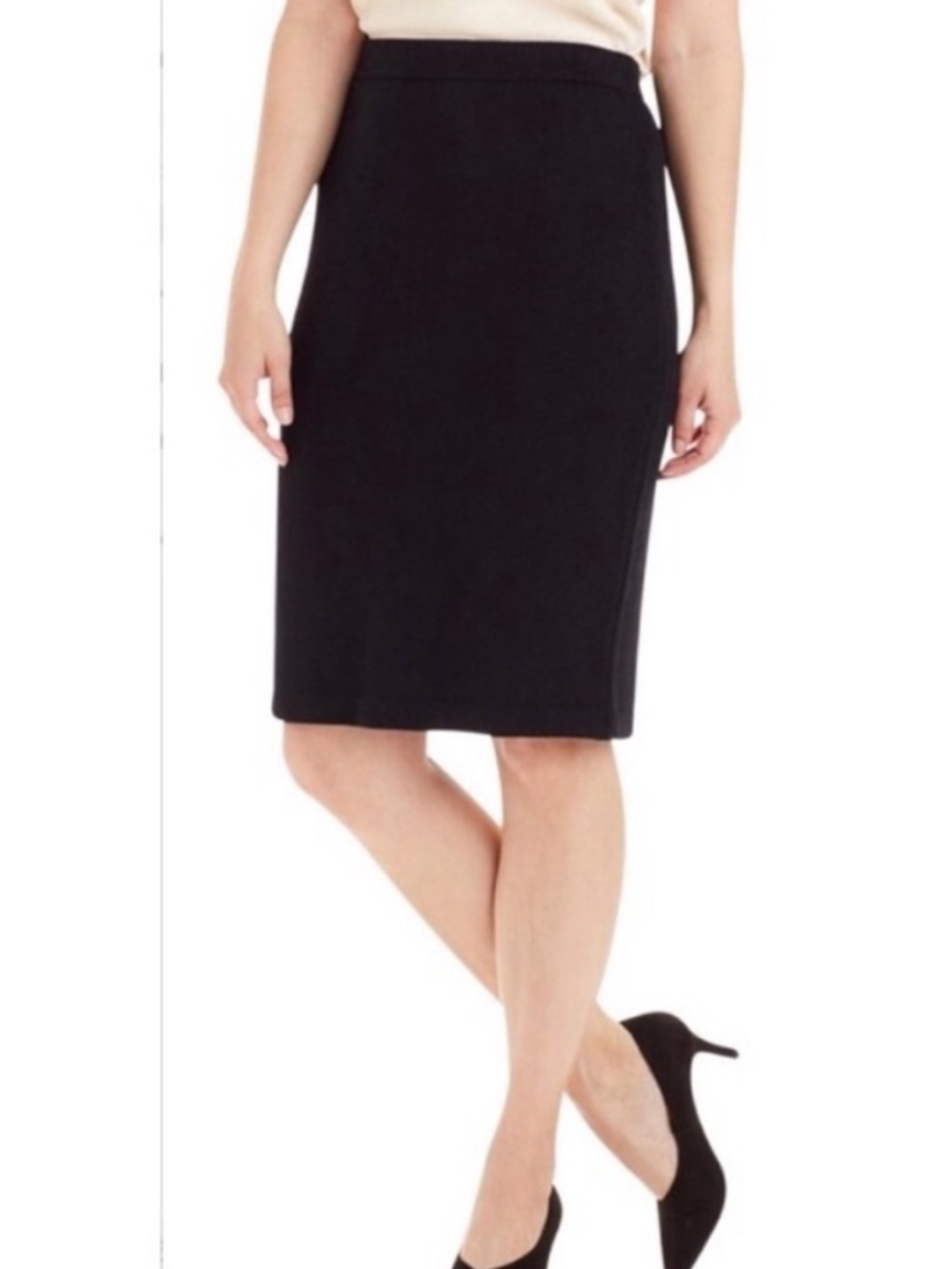 St. John Caviar Black Santana Knit Pencil Skirt Sz 10